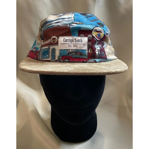 Corrupt Youth Cap Hat Old Time Cars‎ Gas 5 Panel Strap Back Adjustable USA NEW - Picture 1 of 6
